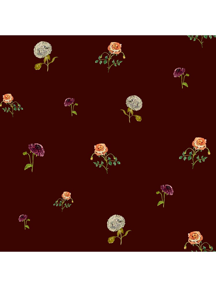 Dahlia hydrangea rose pattern cute a watercolor red by Yana Mustafina | Boho Soulful Designs
