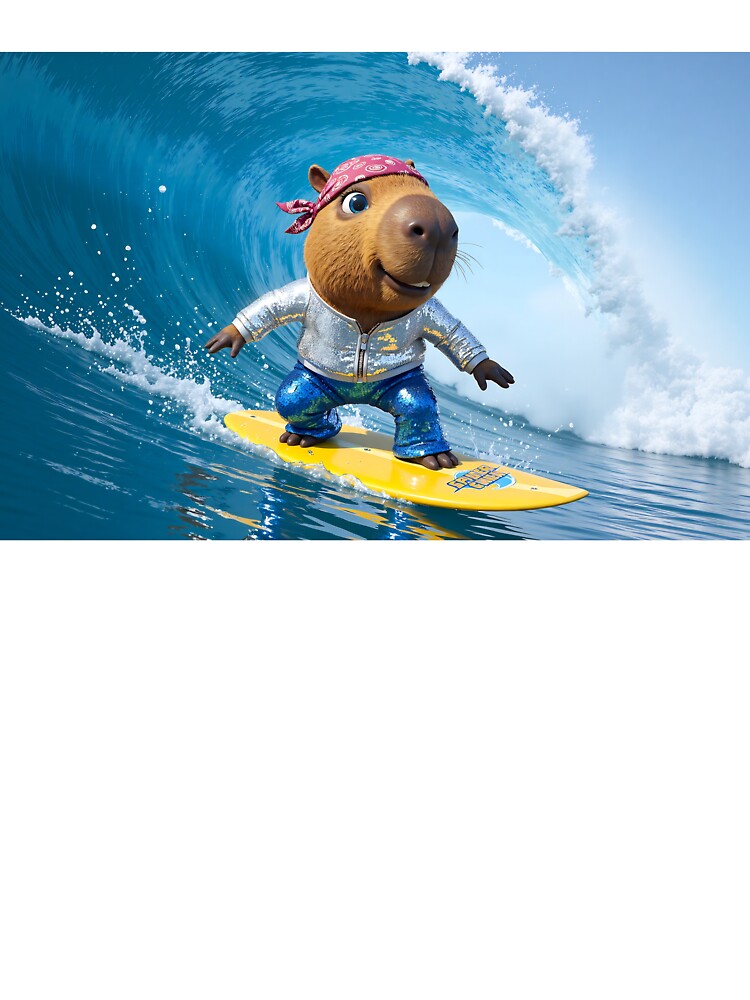 Calvin Capybara Surfing by LOST GAY LONDON Unisex , , , Long Sleeve Tee