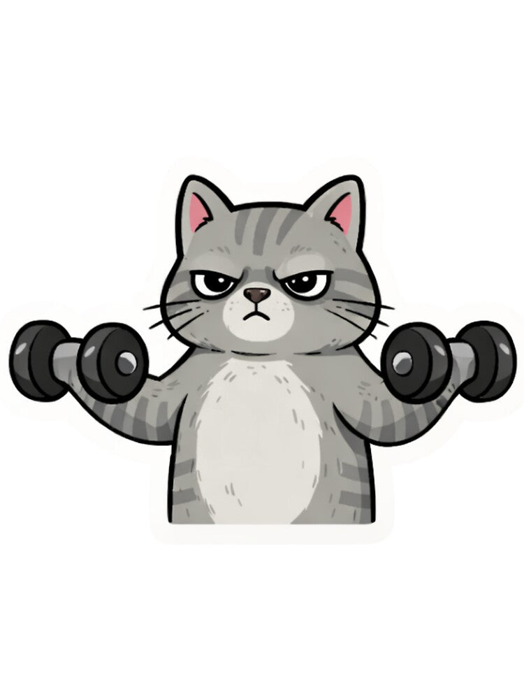 Grim Gym Cat – Funny Fitness Cat Design by Chilixi-Shop Unisex , , , Long Sleeve Tee