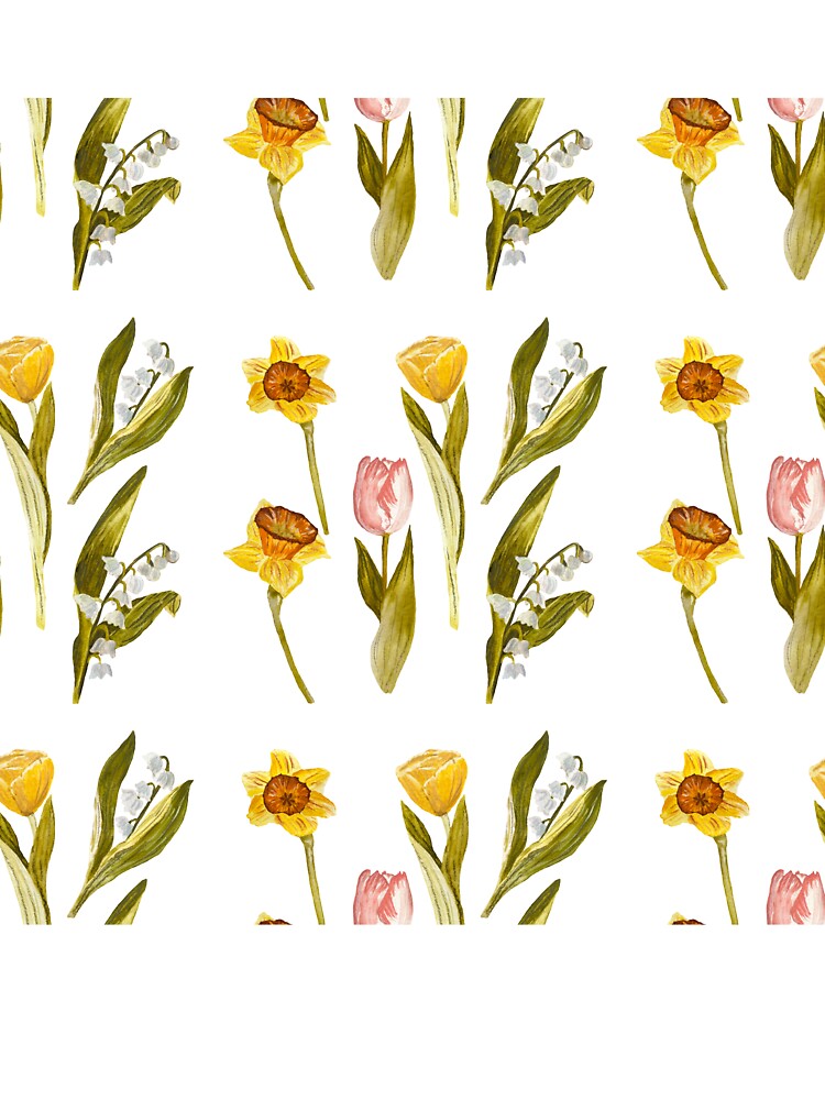 Daffodil tulip snowdrop Easter a seamless pattern by Yana Mustafina | Boho Soulful Designs