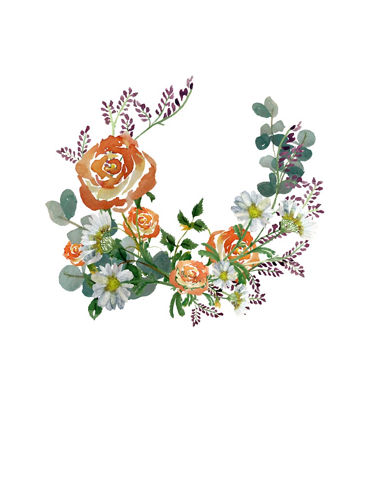 Flower rose daisy branch design a watercolor by Yana Mustafina | Boho Soulful Designs Unisex , , , Long Sleeve Tee
