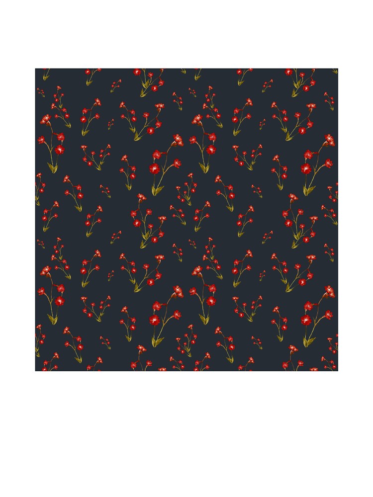 Flower red pattern a cute watercolor illustration grey by Yana Mustafina | Boho Soulful Designs