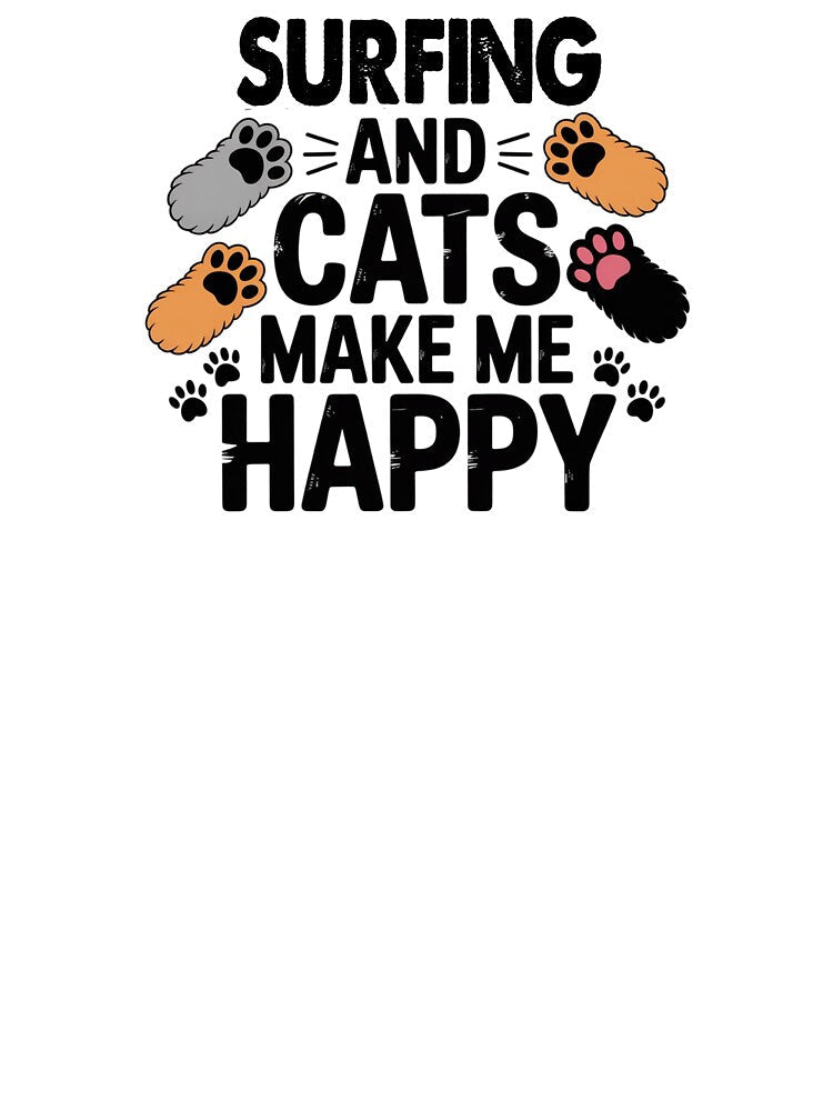 Surfing And Cats Make Me Happy - Funny Surfing Cats Lover by Oussinc Unisex , , , Long Sleeve Tee