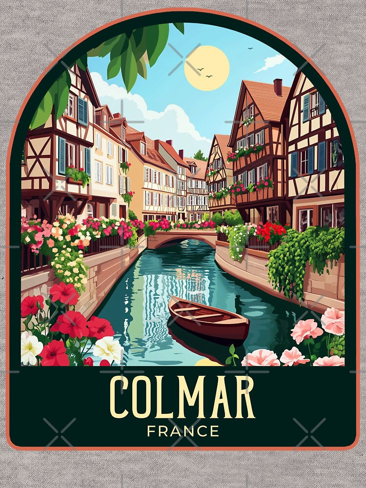 Colmar Vintage Travel Illustration by HomeLivingCo Unisex , , , Long Sleeve Tee