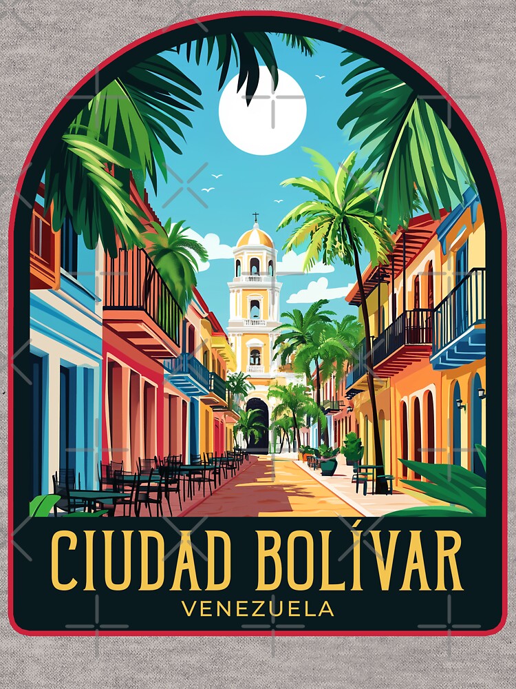 Ciudad Bolívar Vintage Travel Illustration by HomeLivingCo Unisex , , , Long Sleeve Tee