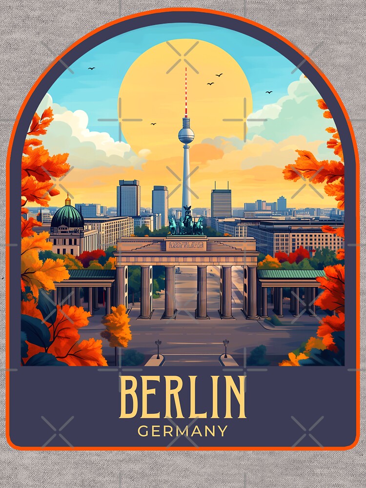 Berlin Vintage Travel Illustration by HomeLivingCo Unisex , , , Long Sleeve Tee