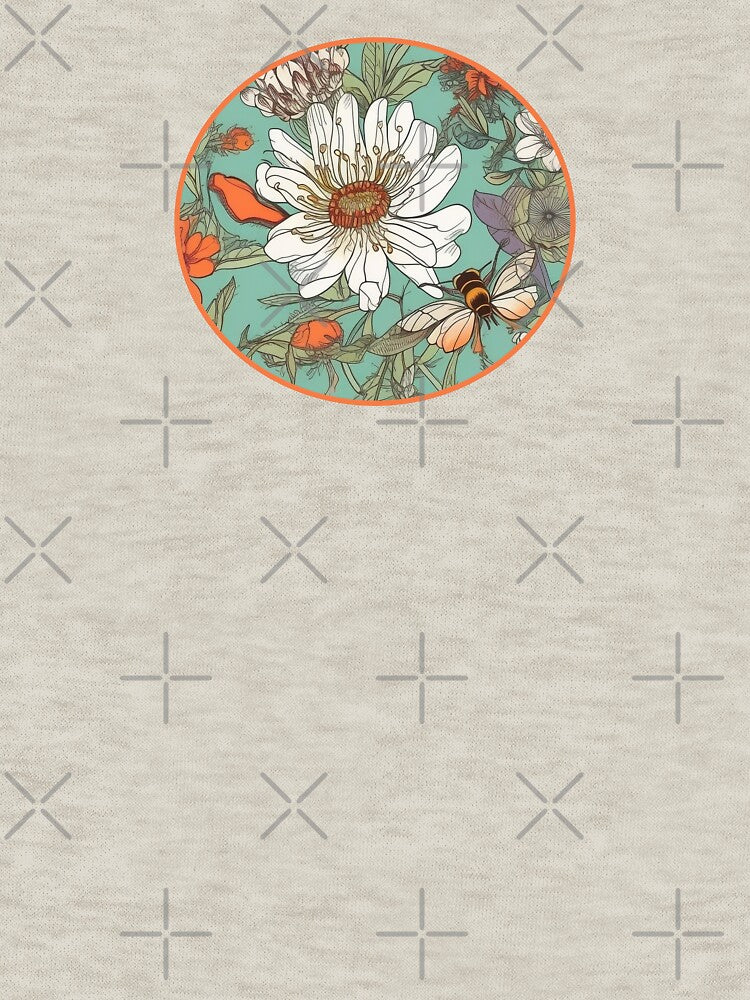 Happy Spring Summer Flower garden with Bees and Pretty Wildflowers by EmilyFNM3D Unisex , , , Long Sleeve Tee