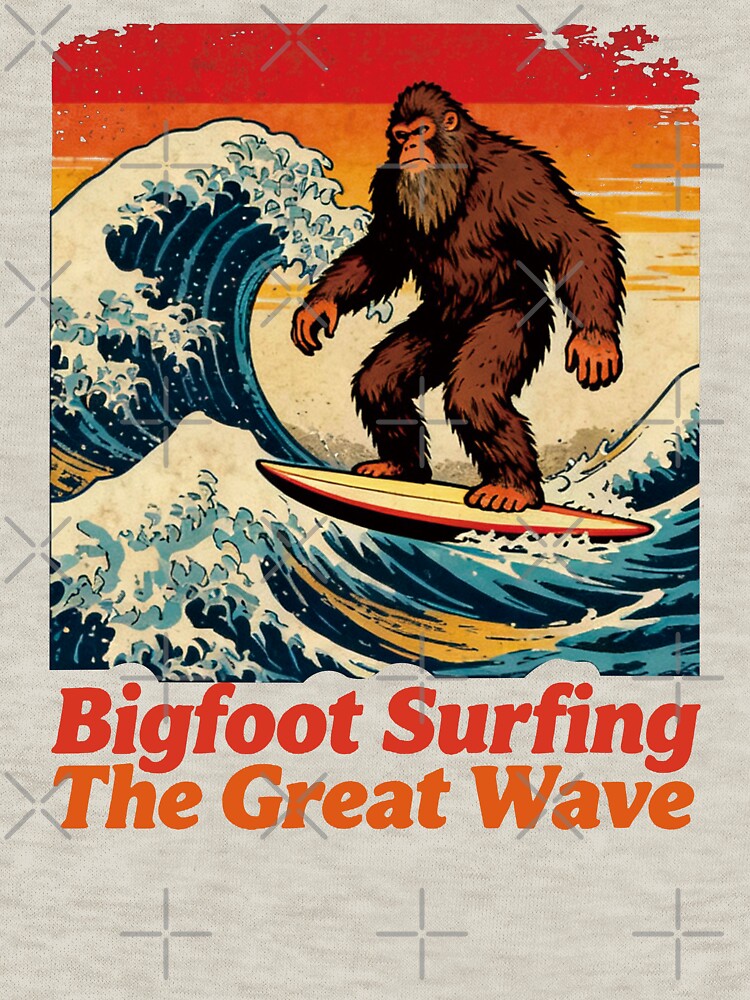 Bigfoot Surfing The Great Wave. #2 by EunsooLee Unisex , , , Long Sleeve Tee