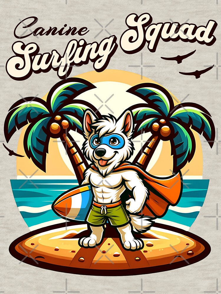Surfing Dog by RockBeeDesigns Unisex , , , Long Sleeve Tee
