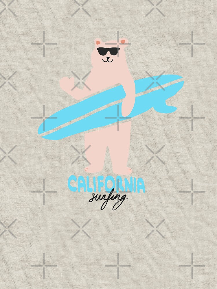 sURfing bear surf California USA surf cool bear handmade by Tropical Blood Unisex , , , Long Sleeve Tee