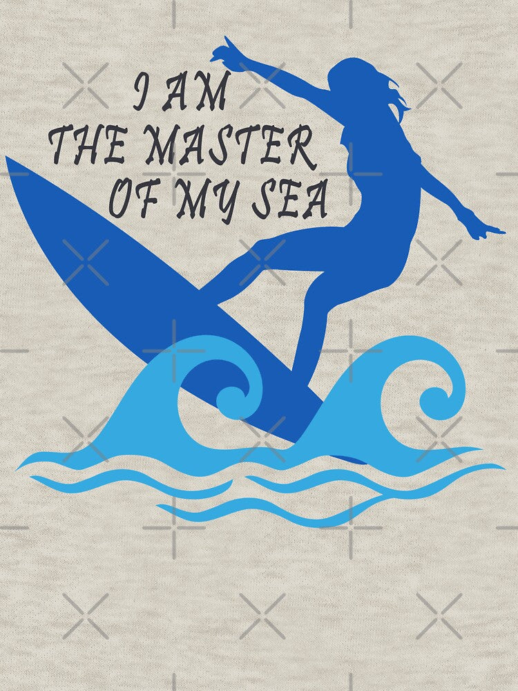 I Am the Master of My Sea – Surfer Quote Ocean Wave Surfing Design by Dimu Co. Unisex , , , Long Sleeve Tee