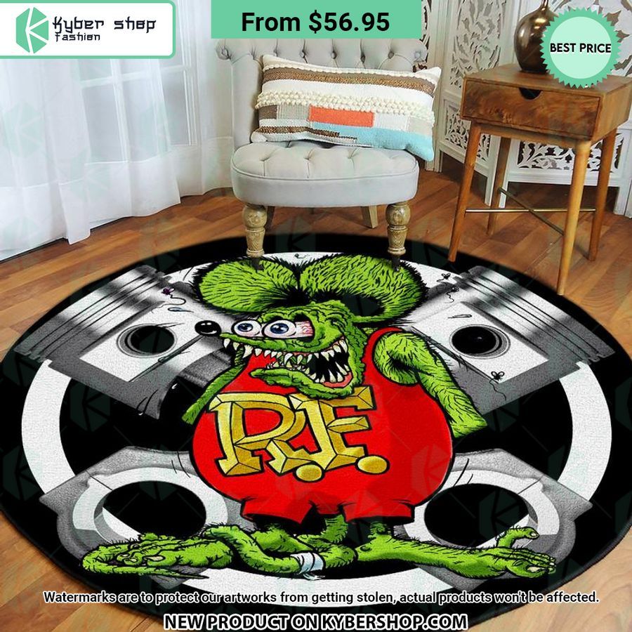 Rat Fink Hot Rod Round Rug