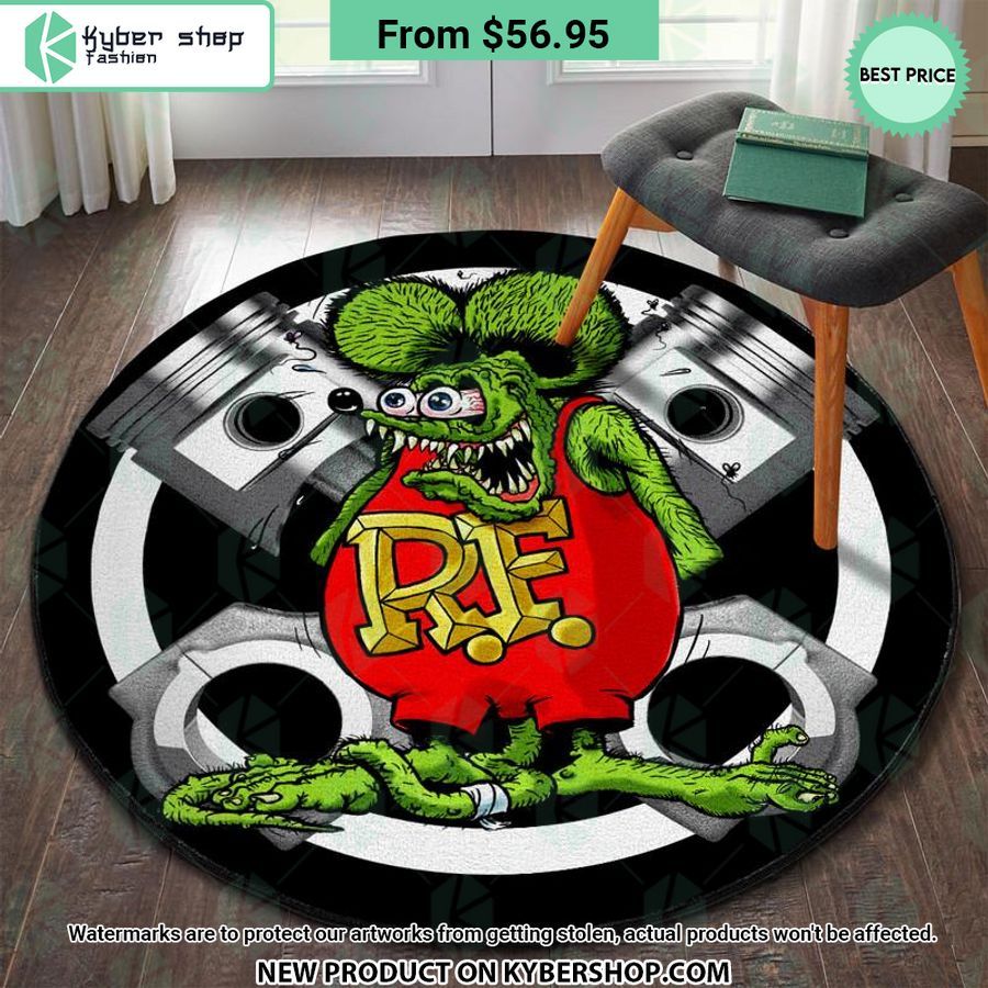 Rat Fink Hot Rod Round Rug