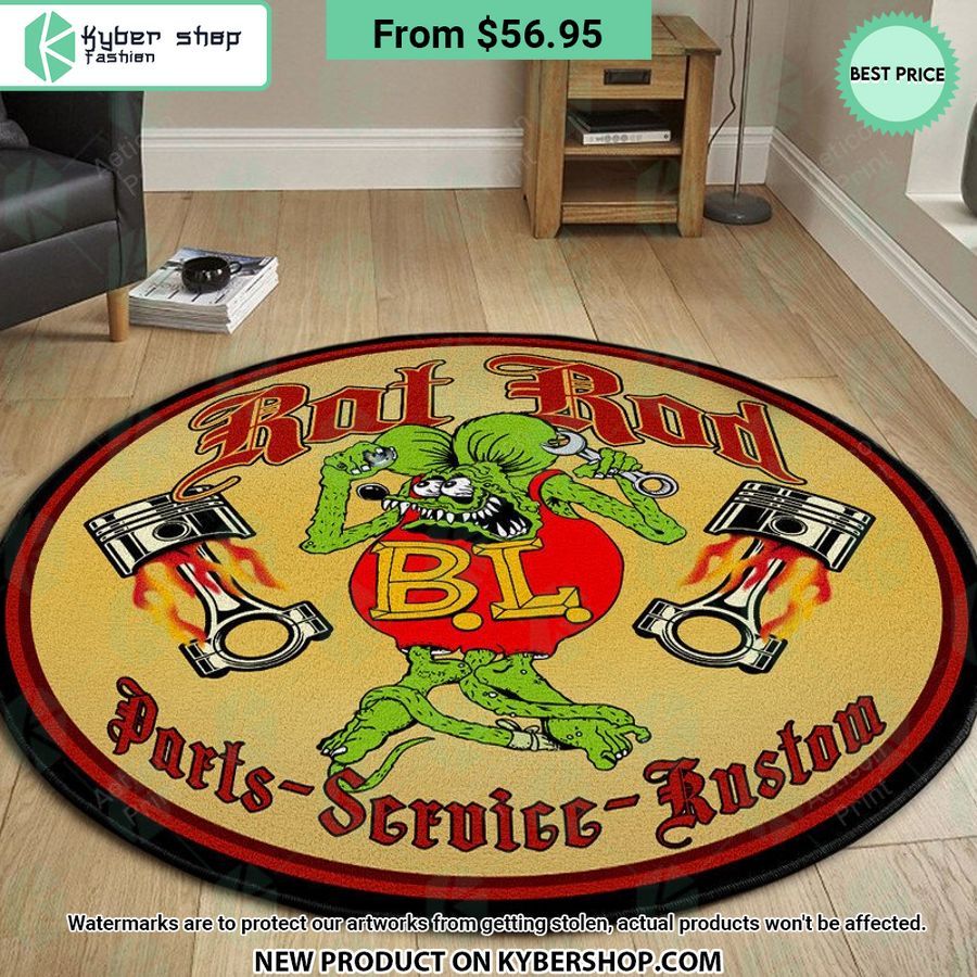 Rat Rod Parts Service Kustom Fink Hot Rod Round Rug