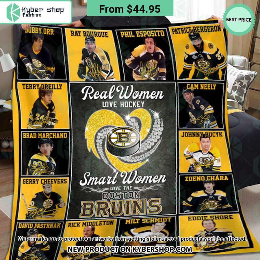 Real Women Love Hockey Smart Women Love The Boston Bruins Blanket