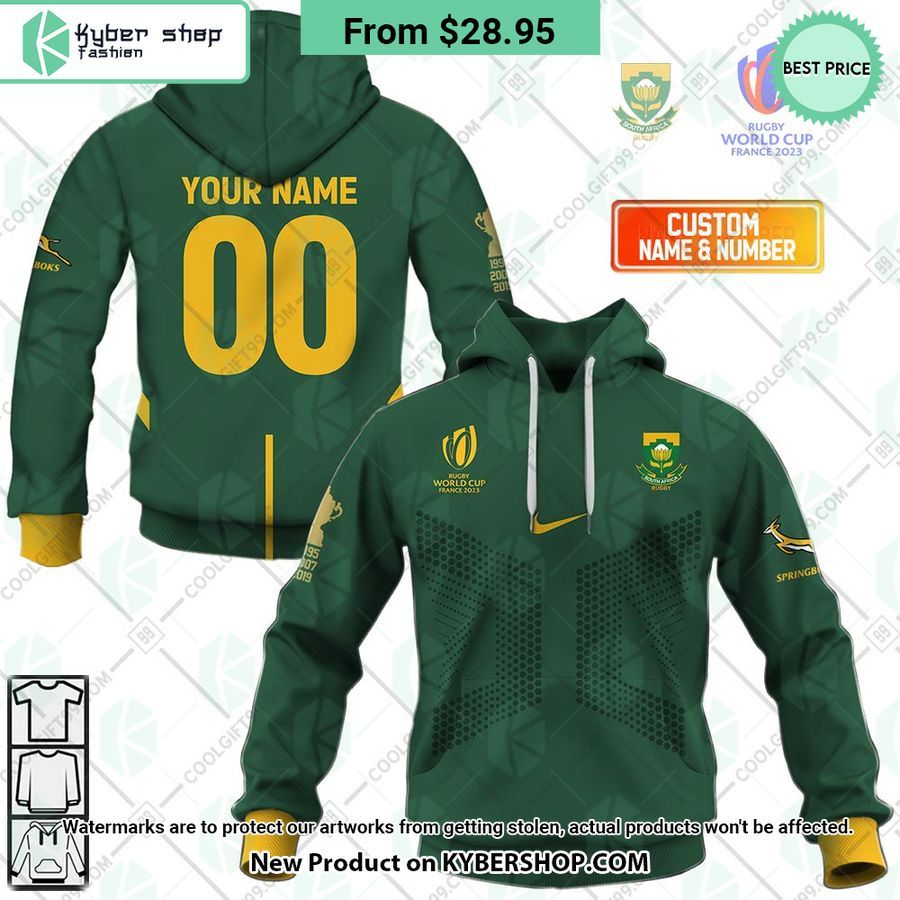 Rugby World Cup 2023 Springboks South Africa Rugby Home Jersey CUSTOM Hoodie