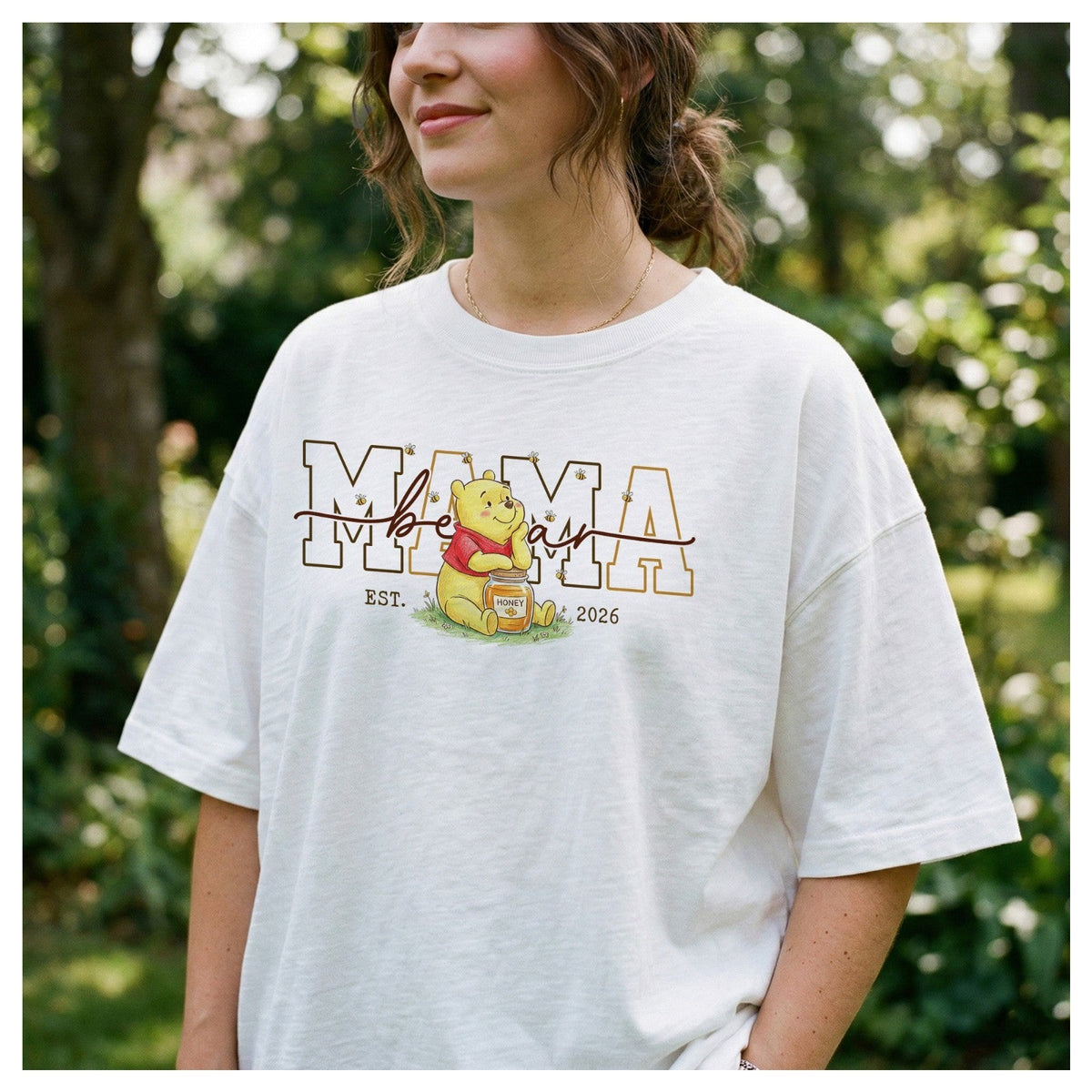 Cute Mama Bear Est 2026 Honey Bee First Time Mom Pregnancy Reveal Unisex , , , Long Sleeve Tee