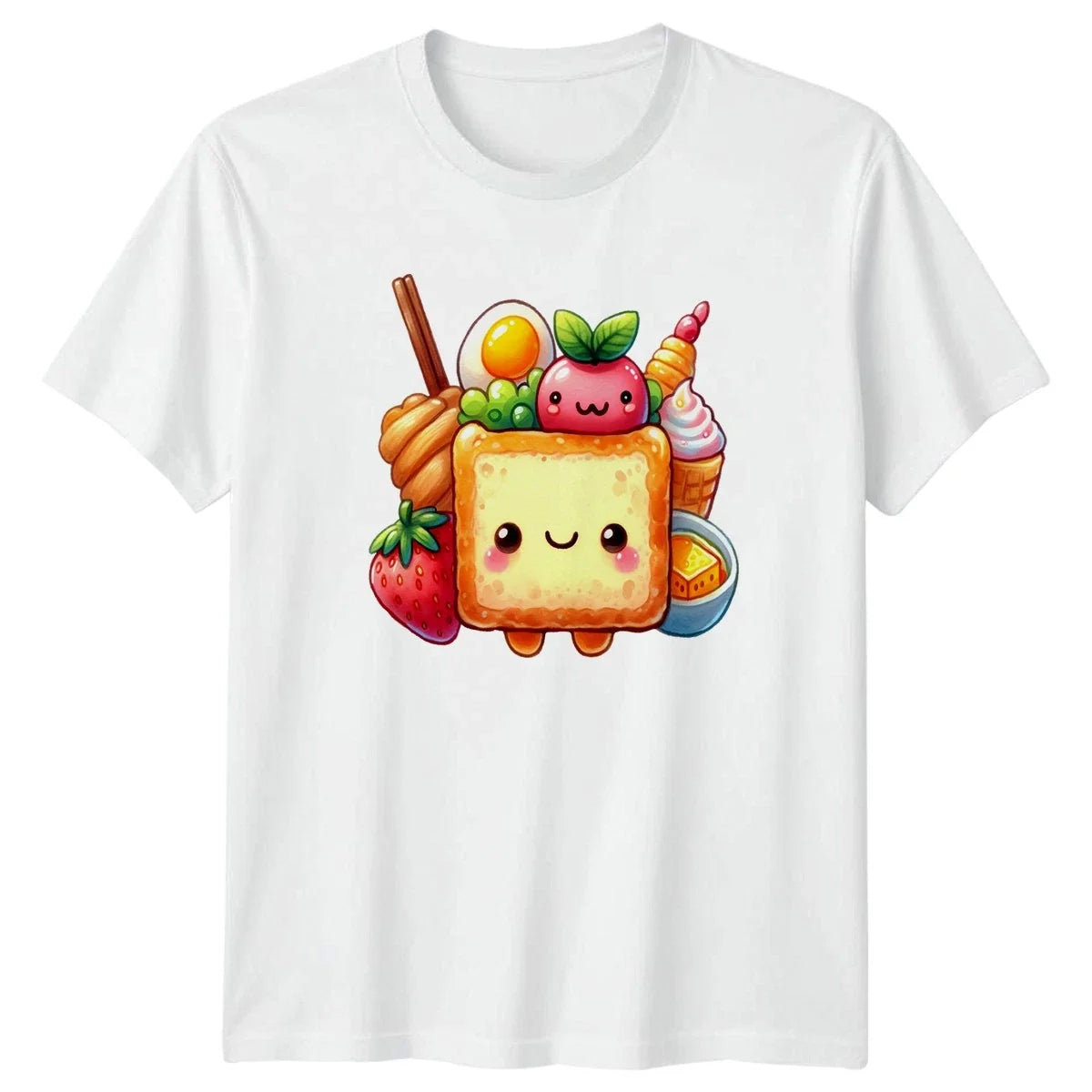 Cute Kawaii Happy Food Character Kawaii Food Food Birthday Gift Unisex , , , Long Sleeve Tee