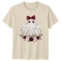 Cute Floral Ghost Womens Halloween Autumn Gift For Her Unisex , , , Long Sleeve Tee