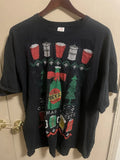 Dec 25th Christmas Cheers Beer T Shirt Mens Ugly Holiday Party Shirt 3XL