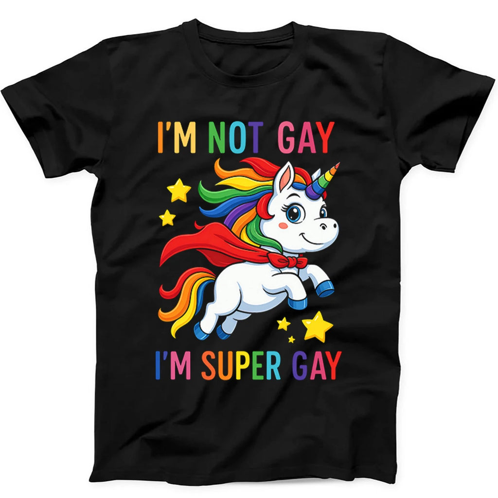 Unicorn Super Gay Pride LGBT LGBTQ Ally Rainbow T Shirt   645