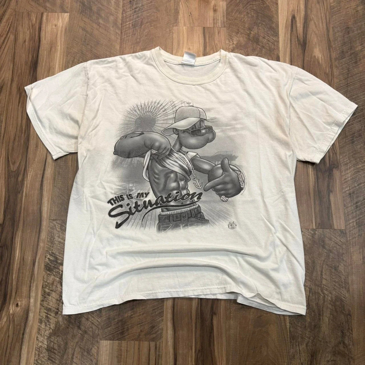 Vintage Y2K Popeye Muscle Beach Tee 2000s Unisex , , , Long Sleeve Tee