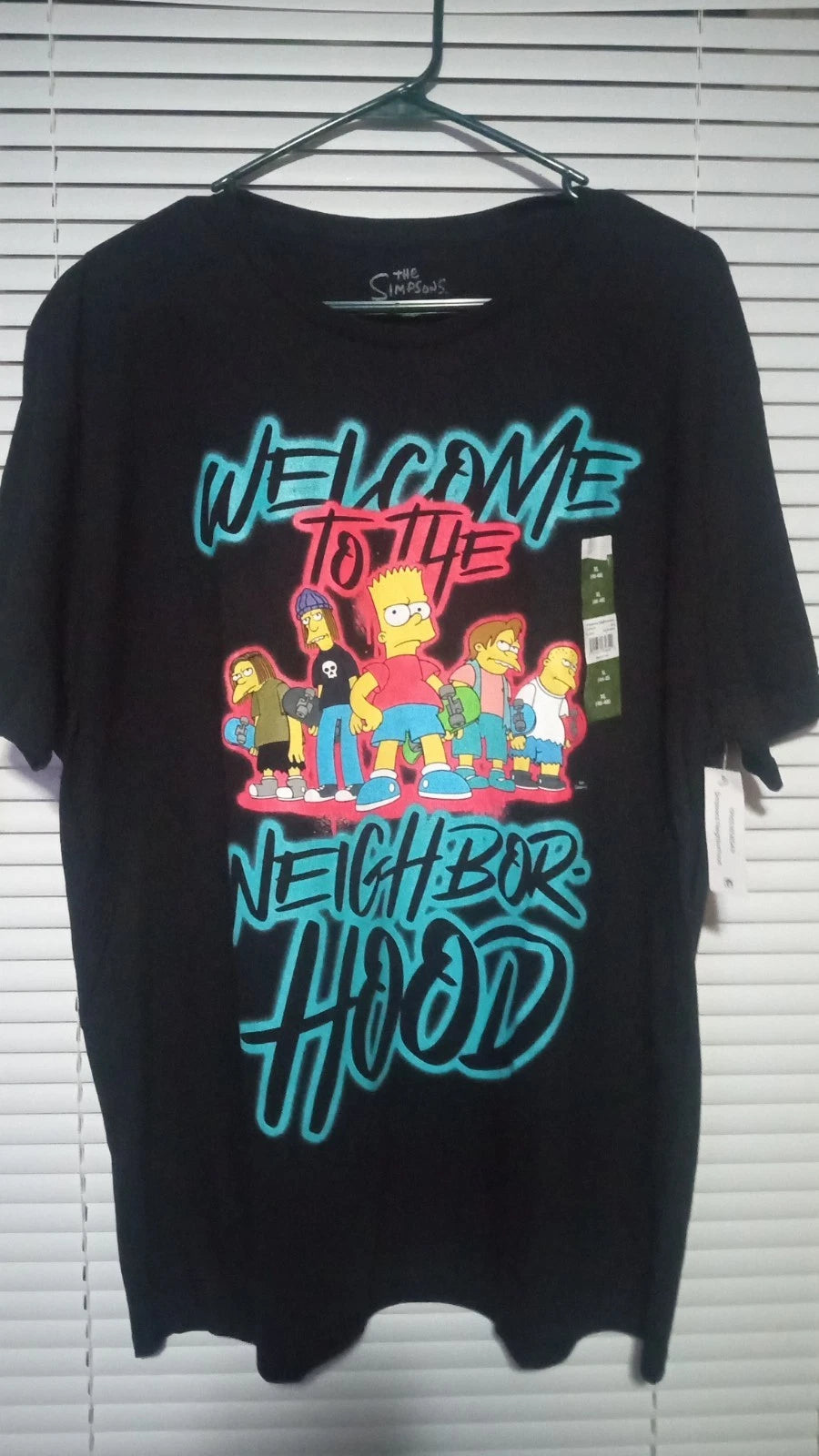 The Simpsons Welcome To The Neighborhood Black Graphic T-Shirt  XL New