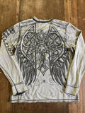 VTG Affliction Cross Wings Death Emo Grunge Goth Thermal LS REVERSIBLE Shirt L Unisex , , , Long Sleeve Tee