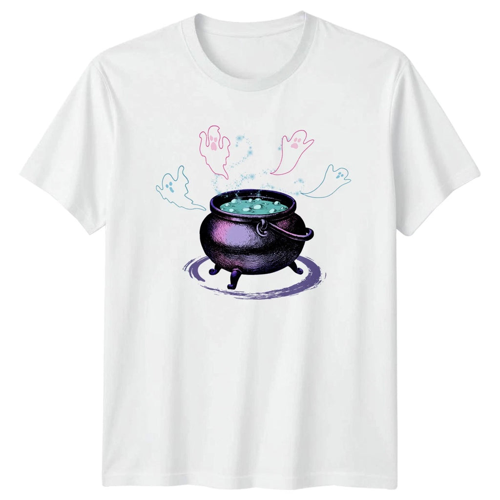 Pastel Goth Cauldron Ghosts Halloween T-Shirt Kawaii Goth Halloween Gift