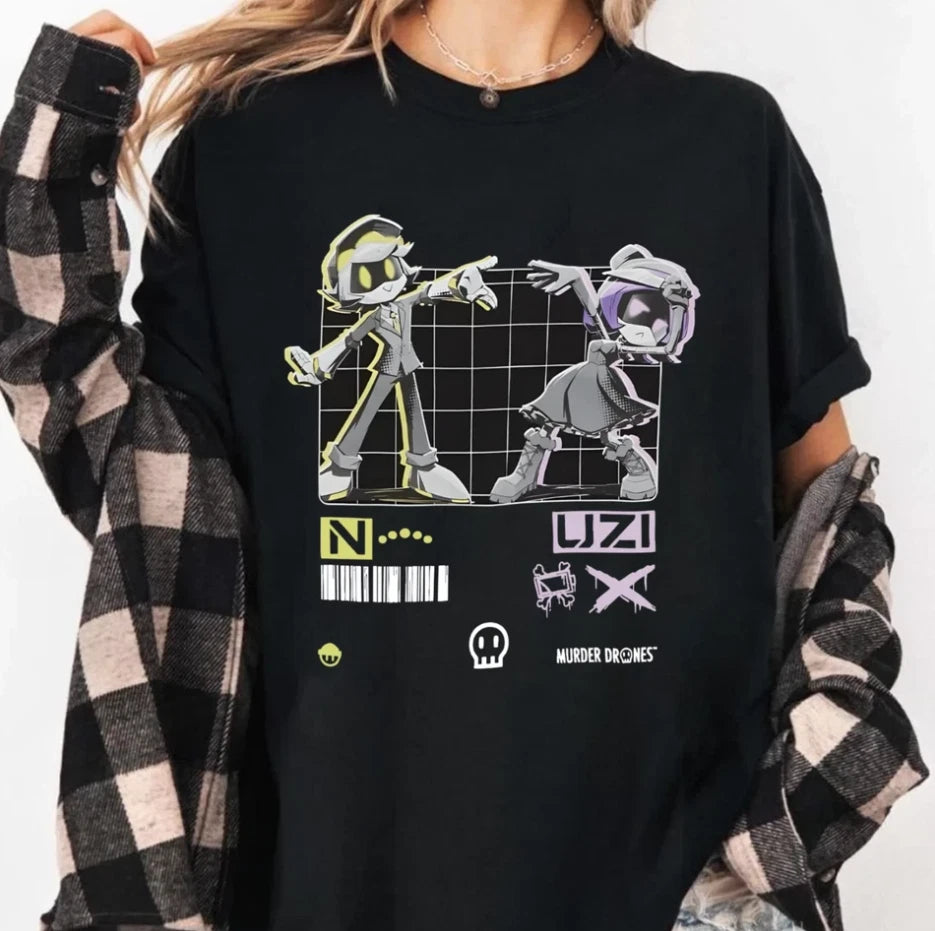 Murder Drones N & Uzi Unisex T-Shirt Graphic Anime Tee Gift Shirt Fan Merch