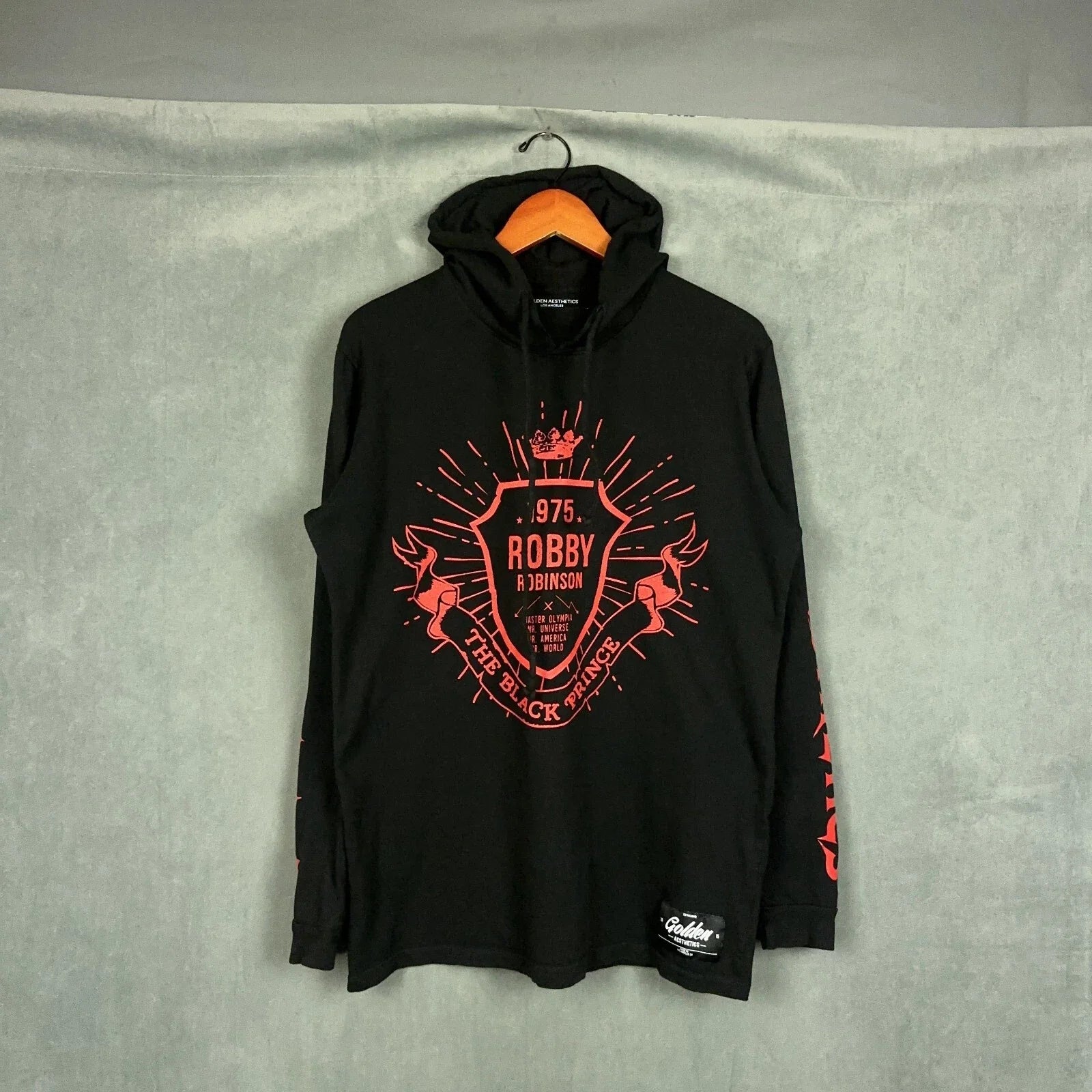 Golden Aesthetics t shirt Long Sleeve Hooded Mens Medium Robby Robinson Gym Unisex , , , Long Sleeve Tee