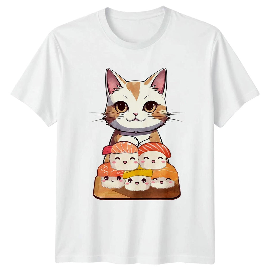 Kawaii Cat Eating Sushi T-Shirt Kawaii Sushi Cats Birthday Gift For Him And Her