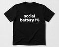 Social Battery 1% Shirt Funny Introvert Minimalist Unisex Tee Unisex , , , Long Sleeve Tee