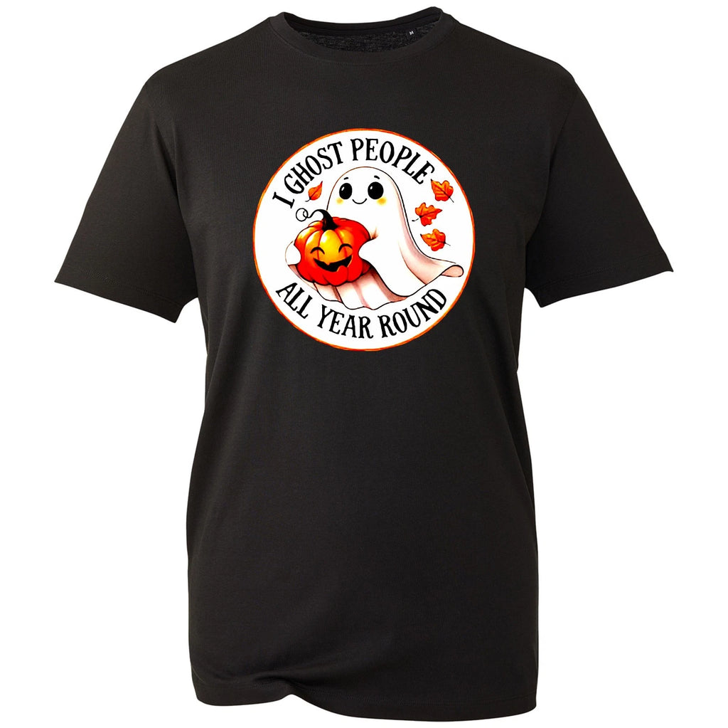 Ghost People Unisex T-Shirt Spooky Cute Halloween Slogan Graphic Tee Black New