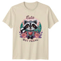 Cute But Feral Raccoon With Heart Funny Sarcastic Animal Unisex , , , Long Sleeve Tee