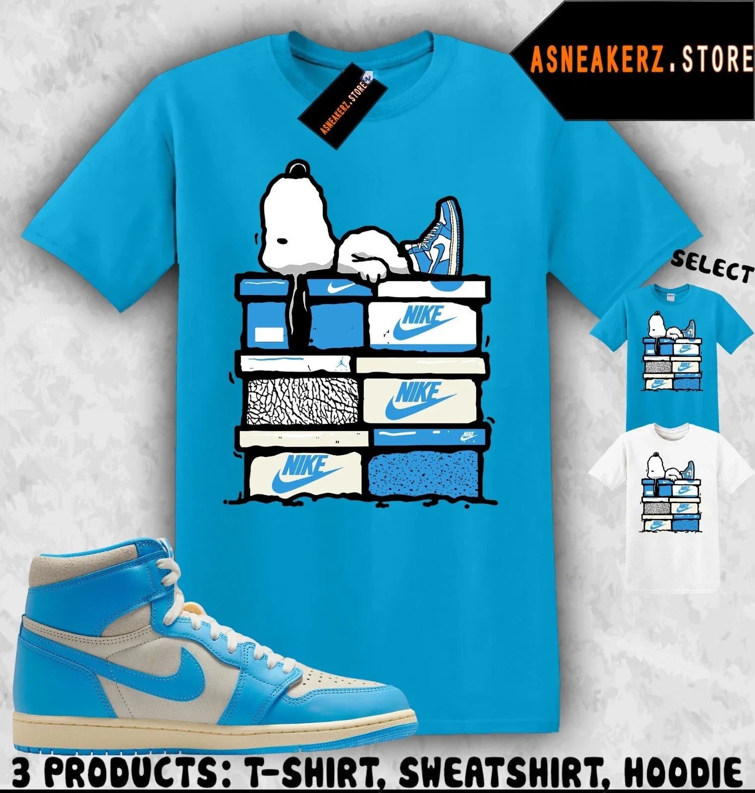 Shirt Match AJ 1 High UNC Reimagined Sneaker Matching Sneakerhead S Dog Unisex , , , Long Sleeve Tee
