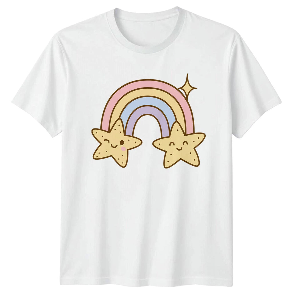 Pastel Rainbow Starfish Kawaii Mens T-Shirt Ladies Tee Graphic Top