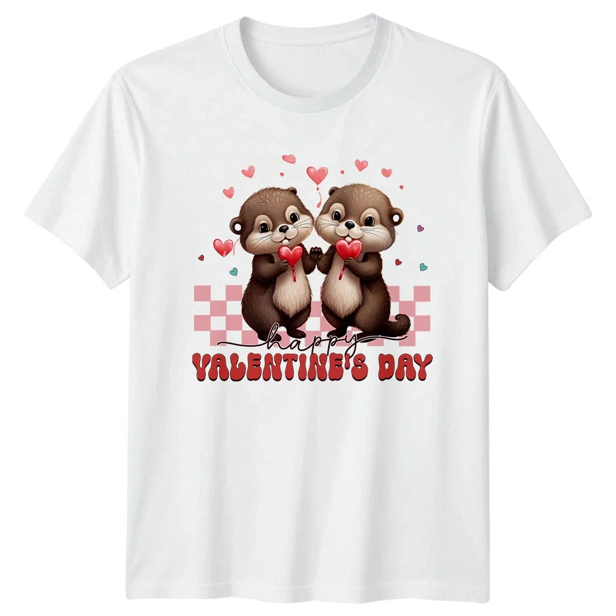 Happy Valentines Day Cute Otters Couple Valentines Day Gift Unisex , , , Long Sleeve Tee