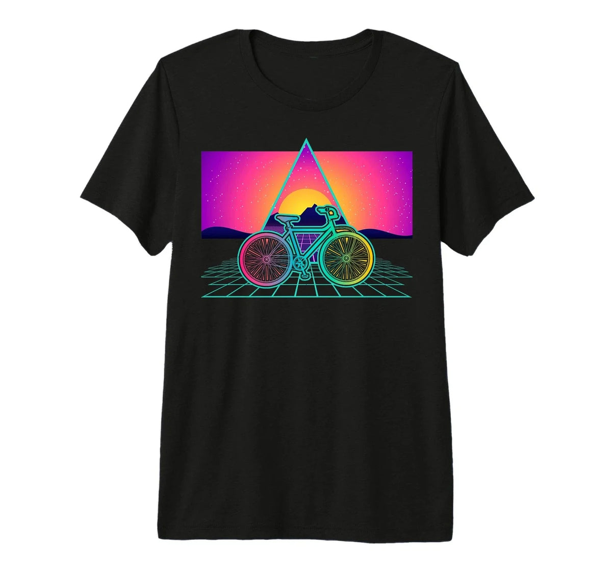 Aesthetic Vaporwave Cyclist Biker Bicycle Biking Cycling Tee Premium Tri-Blen... Unisex , , , Long Sleeve Tee