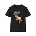Deer Floral Watercolor Nature Black Tee Boho Aesthetic Graphic Unisex , , , Long Sleeve Tee