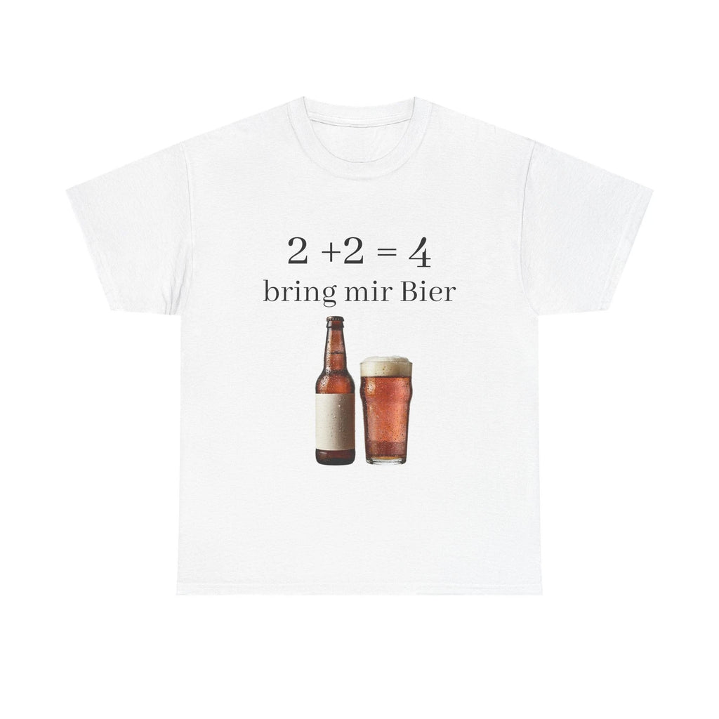 2+2=4 bring mir Bier T-Shirt | Beer Bottle and Pint Illustration, German Phrase