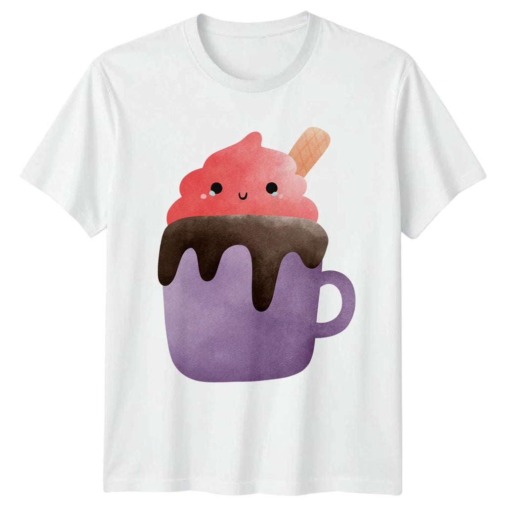 Cute Ice Cream Mug Graphic Tee Women�s T-Shirt Men�s Top