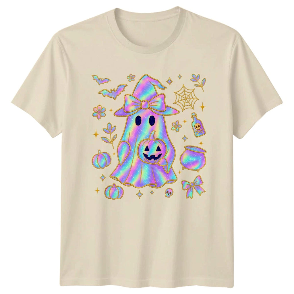 Halloween Iridescent Ghost Bundle Womens T-Shirt Pastel Goth Halloween
