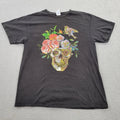 Skull Rose Bird Y2K Shirt Mens Large Black Artsy Poetic Graphic Short Sleeve Unisex , , , Long Sleeve Tee