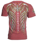 Archaic Affliction Men's Short Sleeve SPINE WINGS Biker Red M-3XL Unisex , , , Long Sleeve Tee