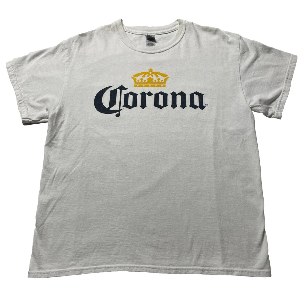 Corona Beer T-Shirt Men’s Large Mexican Cerveza Beach Party Beverage Logo White