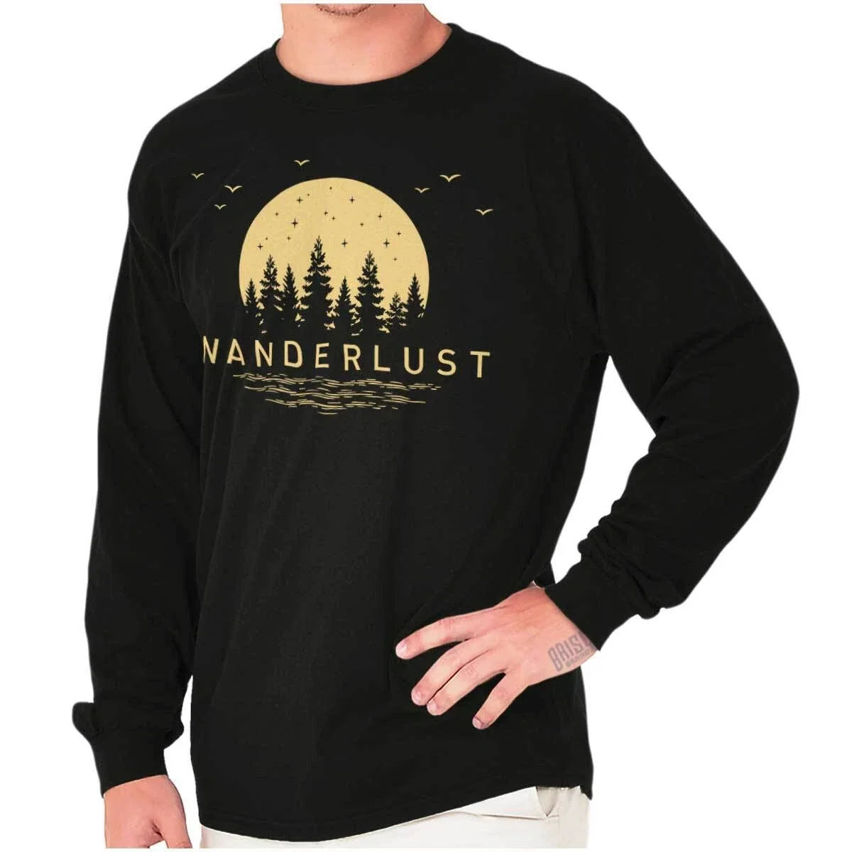 Cool Retro Outdoor Wanderlust Camping Hiking Long Sleeve Tshirt for Men or Women Unisex , , , Long Sleeve Tee