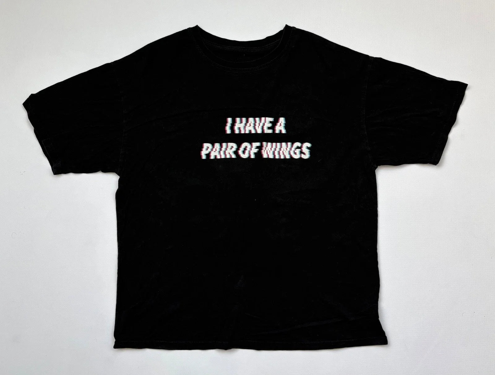 Y2K Angel Wings Graphic Tee Black Double Sided Print Streetwear Size L Unisex , , , Long Sleeve Tee