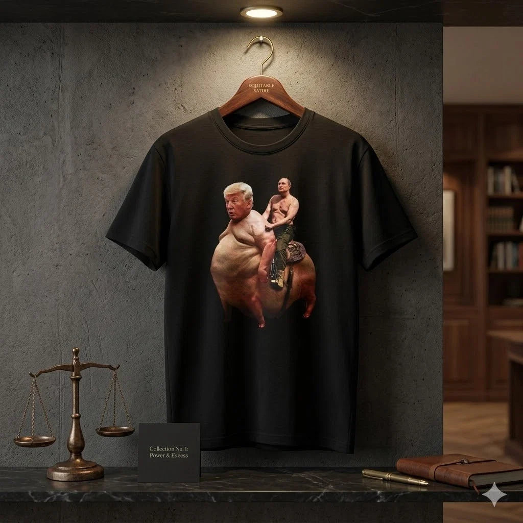 Putin Riding Trump Funny Political Satire Meme Graphic Tee - L025 Unisex , , , Long Sleeve Tee