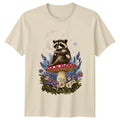 Raccoon Mushroom Moon Stars Floral Naturecore Aesthetic Unisex , , , Long Sleeve Tee